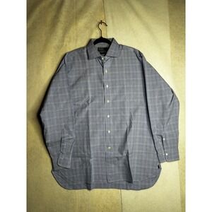 Polo Ralph Lauren Regent Custom Fit Shirt Mens 17 34 Blue Glen Plaid Cotton LS